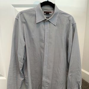 Michael Kors LS dress shirt black and blue houndstooth large